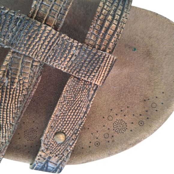 Taos Trophy Leather Supportive Sandals 7 Bronze Metallic - Picture 10 of 16